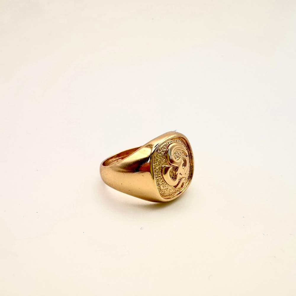 🧡 2 for 10$ Gold Om Signet Ring multiple sizes Spiritual Aum Symbol Statement